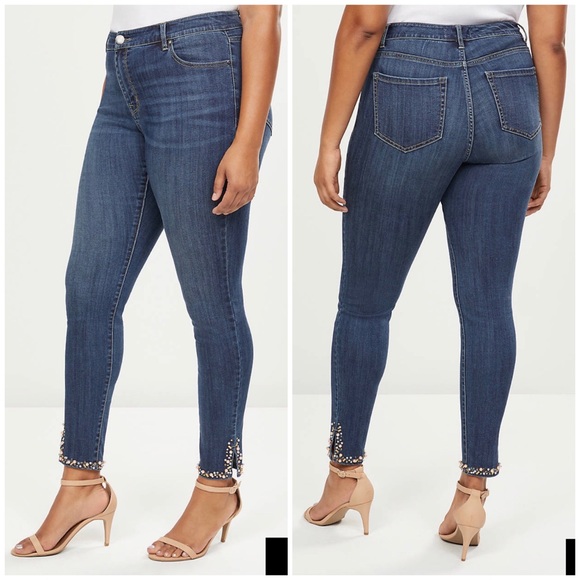 Lane Bryant Denim - NWT LANE BRYANT Skinny Jeans Embellished Split Hem